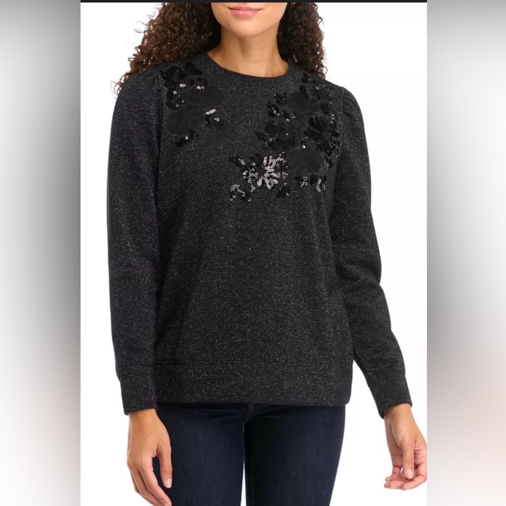 Crown & Ivy Black Embellished Sweater